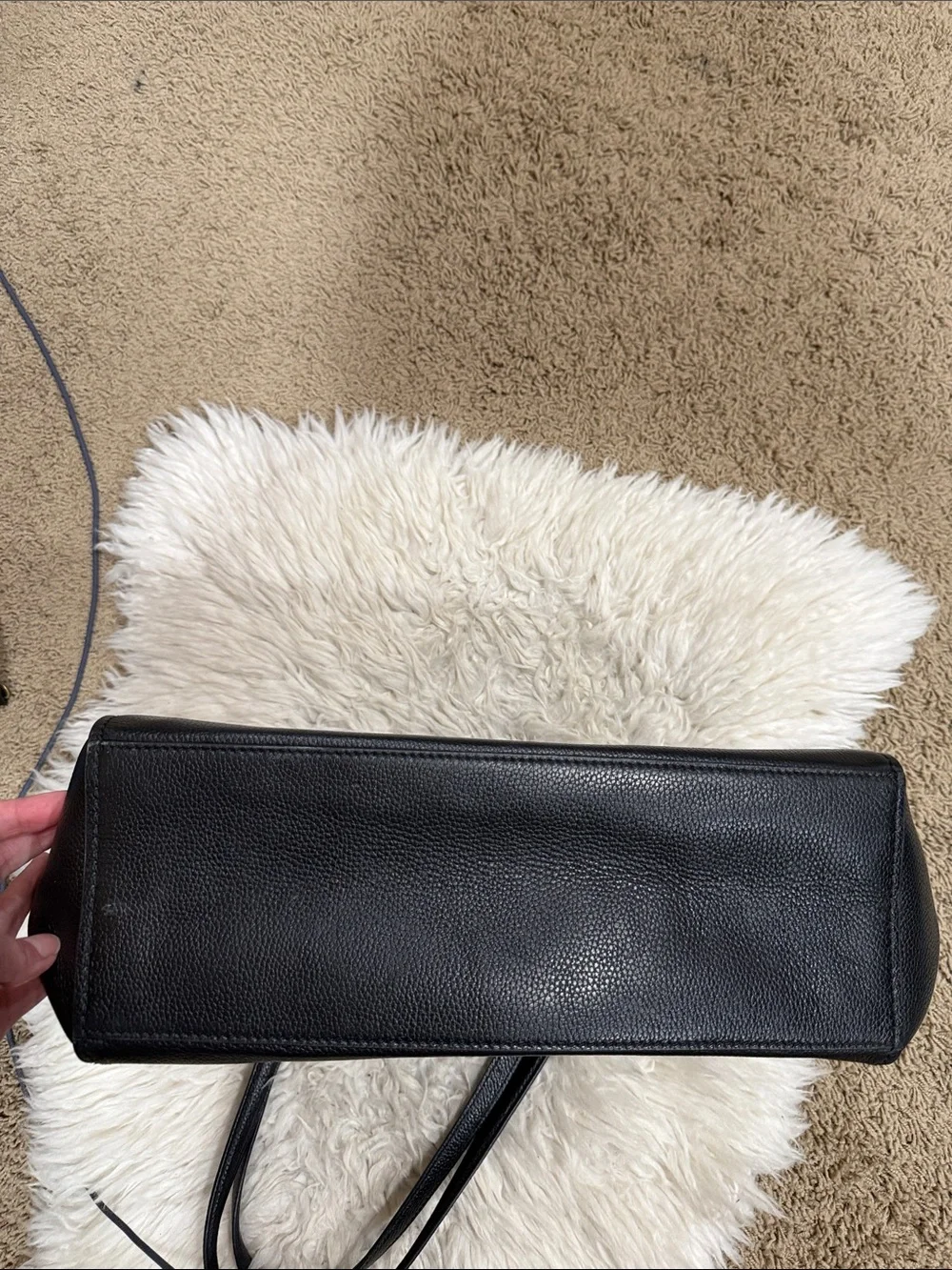 Tory Burch Carson Black Pebbled Leather Tote Bag